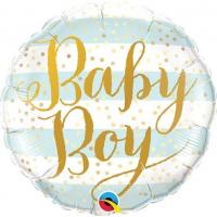 BALLON ALU ROND RAYE BABY BOY BLEU 18" 46CM