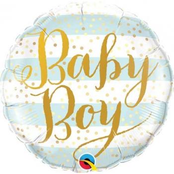 BALLON ALU ROND RAYE BABY BOY BLEU 18" 46CM