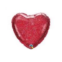 BALLON ALU COEUR ROUGE GLITTER 18" 46CM