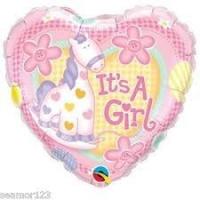 BALLON ALU COEUR GIRL PONEY 18" 46cm