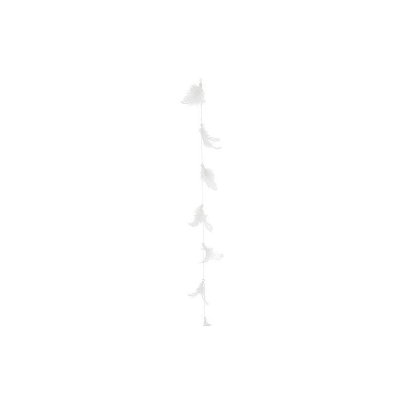 Guirlande plumes 1m blanche - Guirlandes et fanions - Décoration-Fête