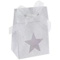 BOITE ETOILE PAILLETTE BLANC X 4 9X6X4CM