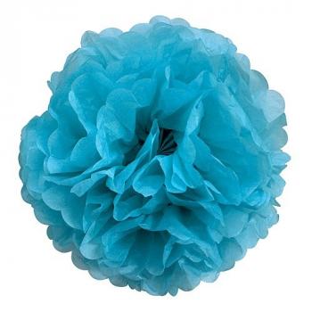 POMPOM PAPIER SOIE X3 DIAM 38CM TURQUOISE