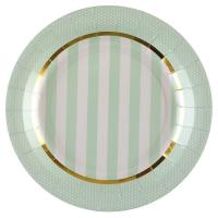 ASSIETTE CARTON VERT ET OR X10