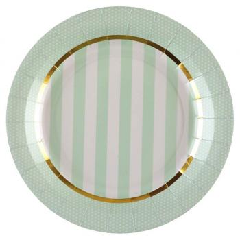 ASSIETTE CARTON VERT ET OR X10