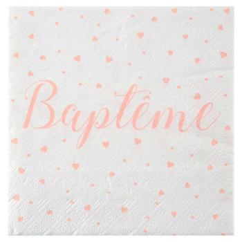 SERVIETTE BAPTÊME CORAIL X20