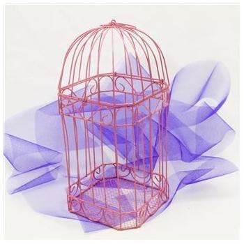 CAGE METAL FUSHIA H30CM L15CM