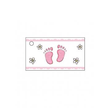 ETIQUETTE POUR BONBONNIERE X10 PETITS PIEDS ROSES