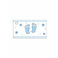 ETIQUETTE POUR BONBONNIERE X10 PETITS PIEDS BLEUS