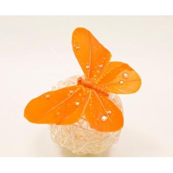 PAPILLON SUR PINCE 15 CM ORANGE X2