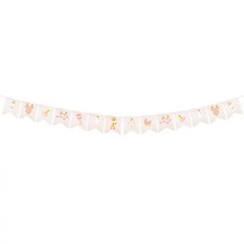 GUIRLANDE 14 FANIONS BABY SHOWER ROSE 5M