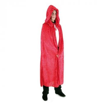 Cape capuche velours rouge 182 cm