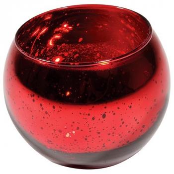 BOUGEOIR BOULE ROUGE METAL 10CMX8.5CM