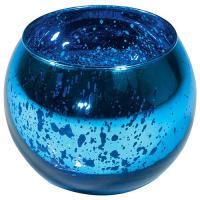 BOUGEOIR BOULE BLEU METAL 10CMX8.5CM