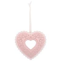 COEUR CREUX A SUSP METAL ROSE PASTEL 12,5X11,5CM