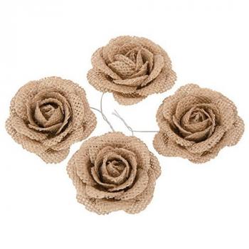 SET 4 ROSES JUTE 5CM