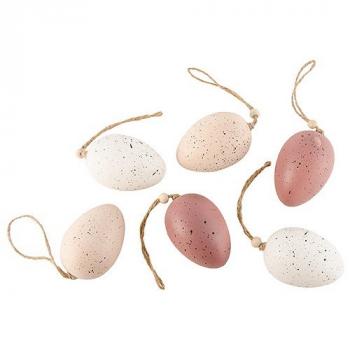 OEUFS X6 A SUSP BLANC/ROSE/ROSE PASTEL 6,5X4,5CM