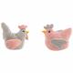 POULE TISSU GRIS/ROSE 2 ASS 12X5X12CM