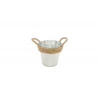 POT ZINC AVEC 2 ANSES CORDES 13X13X12CM