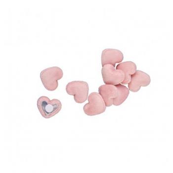 SACHET 10 COEURS VELOURS ROSE 1.8CM