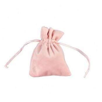 SACHET 4 BOURSES VELOURS ROSE 8X10CM