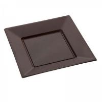 Assiette carree 23cm chocolat x12