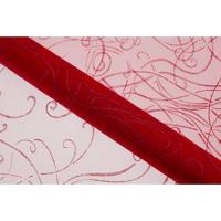 CHEMIN DE TABLE ORGANZA ARABESQUE ROUGE 36CMX5M