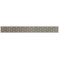 RUBAN ADHESIF 1.5 CM X 2 M TAUPE A POIS BLANC