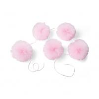 GUIRLANDE 5 POMPONS 12 CM TULLE ROSE 1,50M