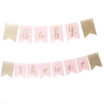 GUIRLANDE BABY SHOWER ROSE ET OR 3,50M