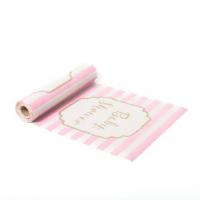 CHEMIN DE TABLE BABYSHOWER LIN RAYE ROSE BLANC OR 28CMX5M