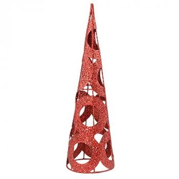 CONE PAILLETE 25CM ROUGE ET BLANC