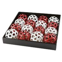 BOULE PAILLETTEE 7.5CM ROUGE OU BLANC