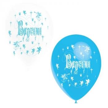 BALLON LATEX BAPTÊME BLANC/BLEU X10