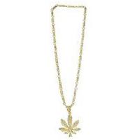COLLIER FEUILLE CANABIS OR