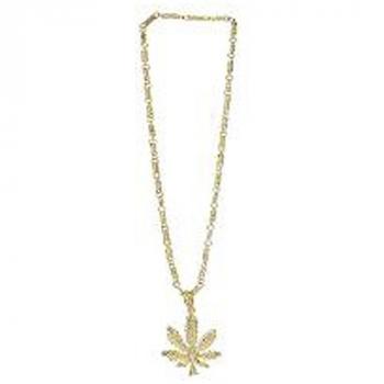 COLLIER FEUILLE CANABIS OR