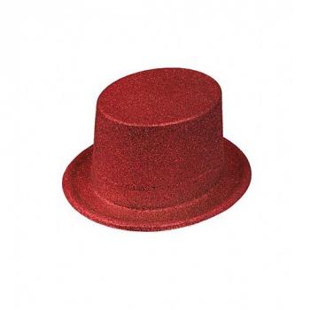 CHAPEAU HAUT DE FORME PAILLETTES ROUGE