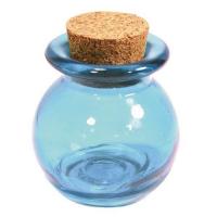 Pot Rond en Verre BLEU Bouchon liège X12