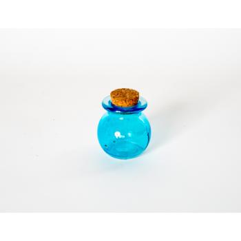 Pot rond en verre turquoise bouchon liege x12