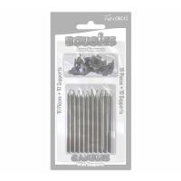 Lot de 10 bougies pailletés argent