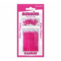 Lot de 10 bougies pailletées fuchsia