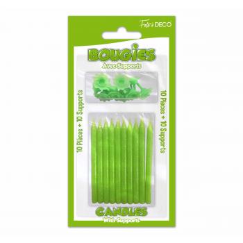 Lot de 10 bougies pailletées vert