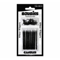 Lot de 10 bougies pailletés noir