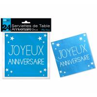 Serviette anniversaire 3 plis bleue