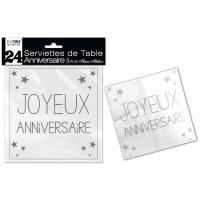 Serviette anniversaire 3 plis Blanc