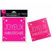 Serviette anniversaire 3 plis fuchsia