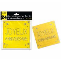 Serviette anniversaire 3 plis jaune