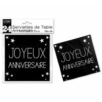 Serviettes anniversaire 3 plis noir