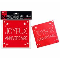 Serviettes anniversaire 3 plis rouge