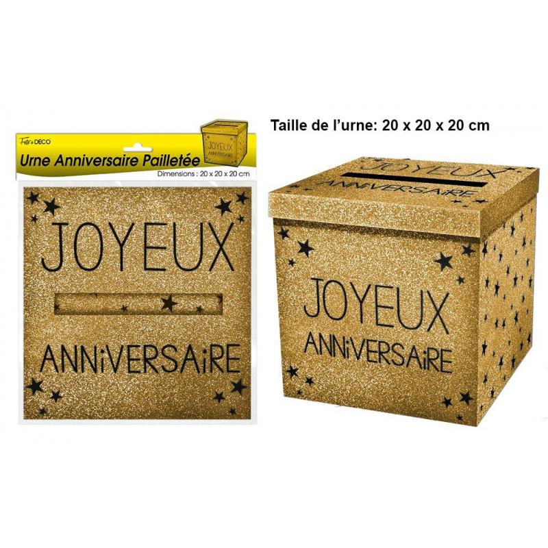 Urne joyeux anniversaire or - Décoration de salle - Décoration-Fête